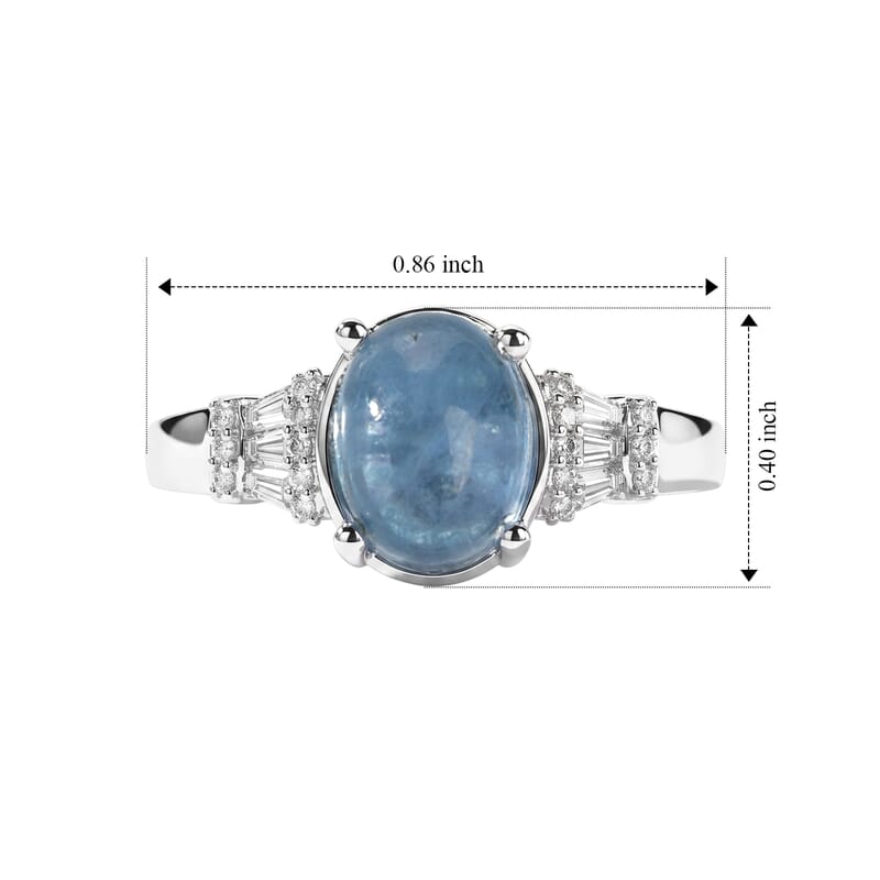 EverTrue Santa Maria Aquamarine and White Zircon 2.90 ctw Ring in Platinum Bond (Size 6.0)