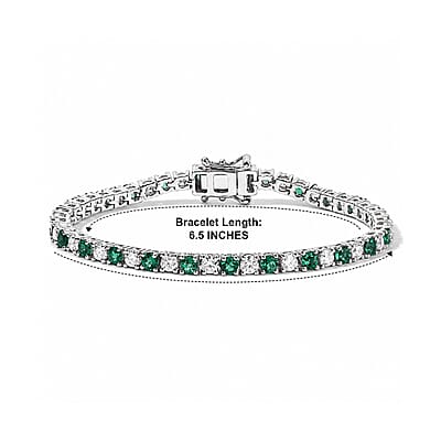 EverTrue Lab Grown Emerald and Moissanite 5.25 ctw Cluster Bracelet in Platinum Bond (6.50 In)