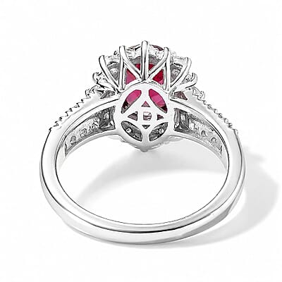 D'Joy Premium Tanzanian Mahenge Garnet and Moissanite 2.90 ctw Ring in Rhodium Over Sterling Silver (Size 5.0)