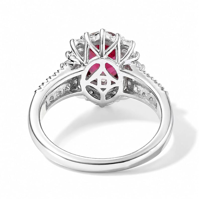 D'Joy Premium Tanzanian Mahenge Garnet and Moissanite 2.90 ctw Ring in Rhodium Over Sterling Silver (Size 5.0)