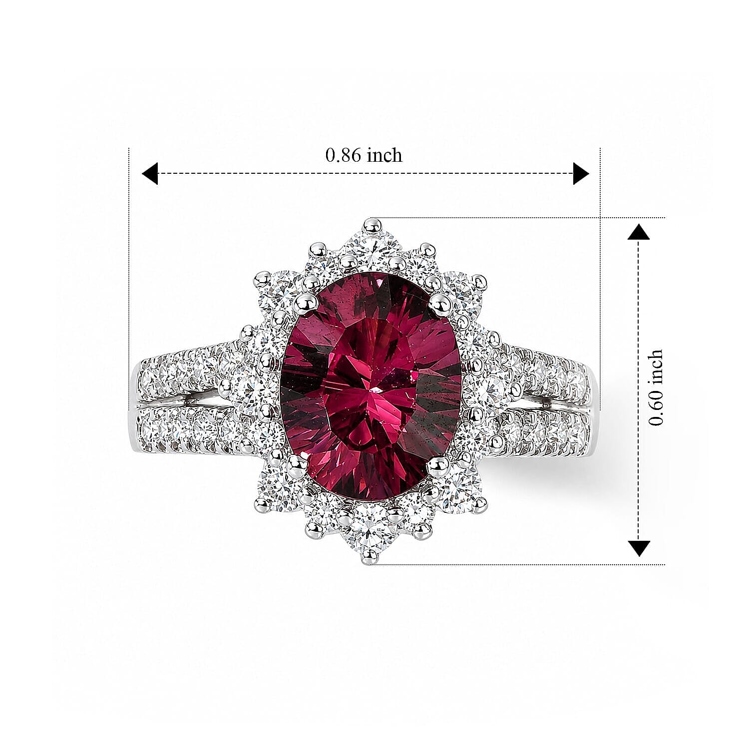 D'Joy Premium Tanzanian Mahenge Garnet and Moissanite 2.90 ctw Ring in Rhodium Over Sterling Silver (Size 5.0)