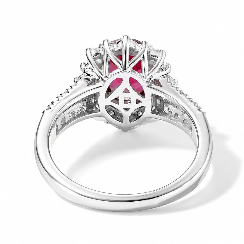 D'Joy Premium Tanzanian Mahenge Garnet and Moissanite 2.90 ctw Ring in Rhodium Over Sterling Silver (Size 7.0)