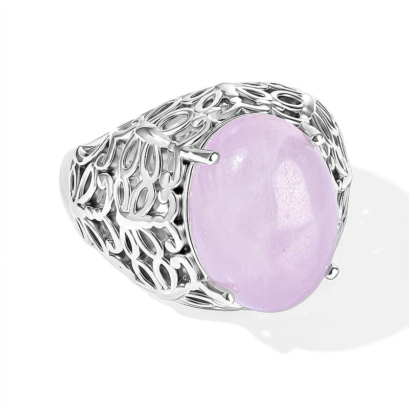 EverTrue Kunzite 11.20 ctw Solitaire Ring in Platinum Bond (Size 5.0)