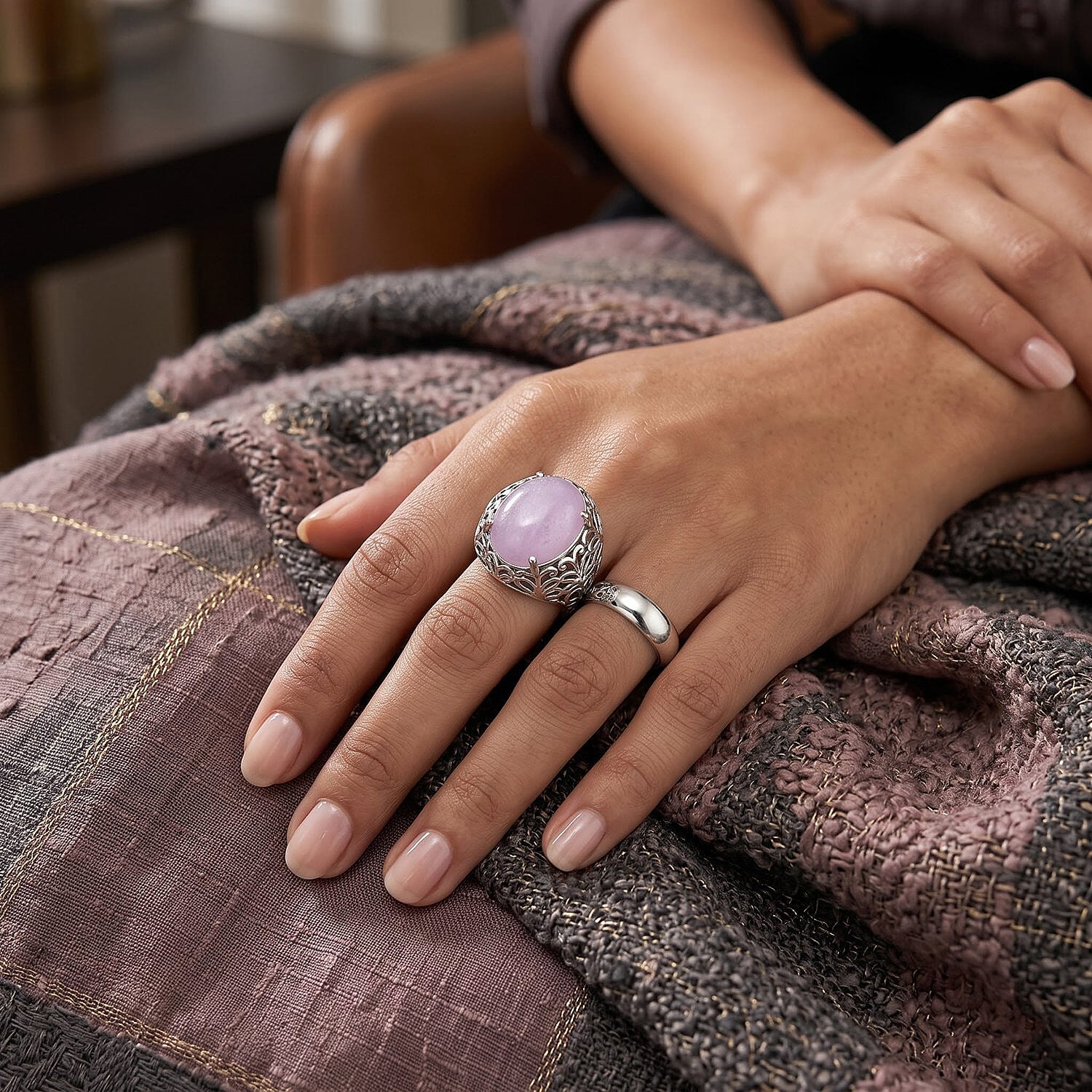 EverTrue Kunzite 11.20 ctw Solitaire Ring in Platinum Bond (Size 5.0)
