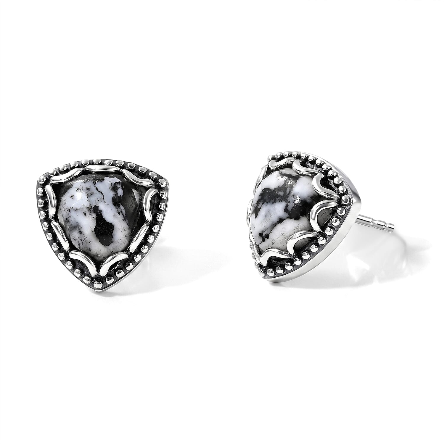 D''Joy Artisan Crafted Premium White Buffalo Earrings in Sterling Silver 2.50 ctw