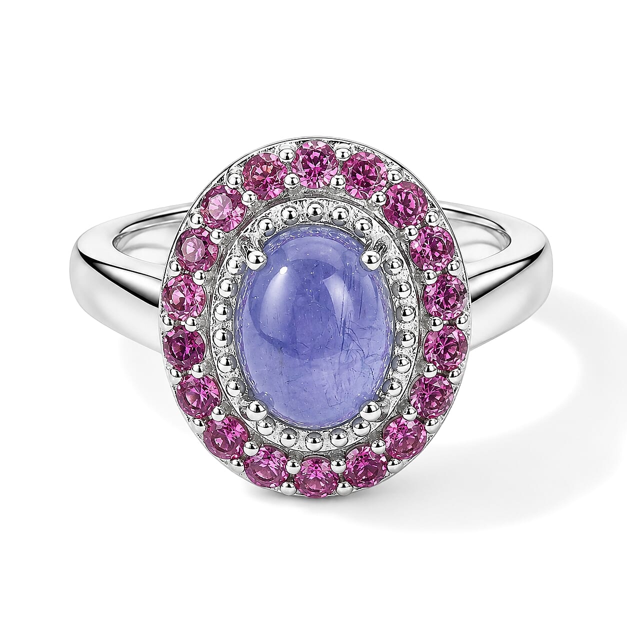 EverTrue Tanzanite and Orissa Rhodolite Garnet 3.65 ctw Ring in Platinum Bond (Size 5.0)