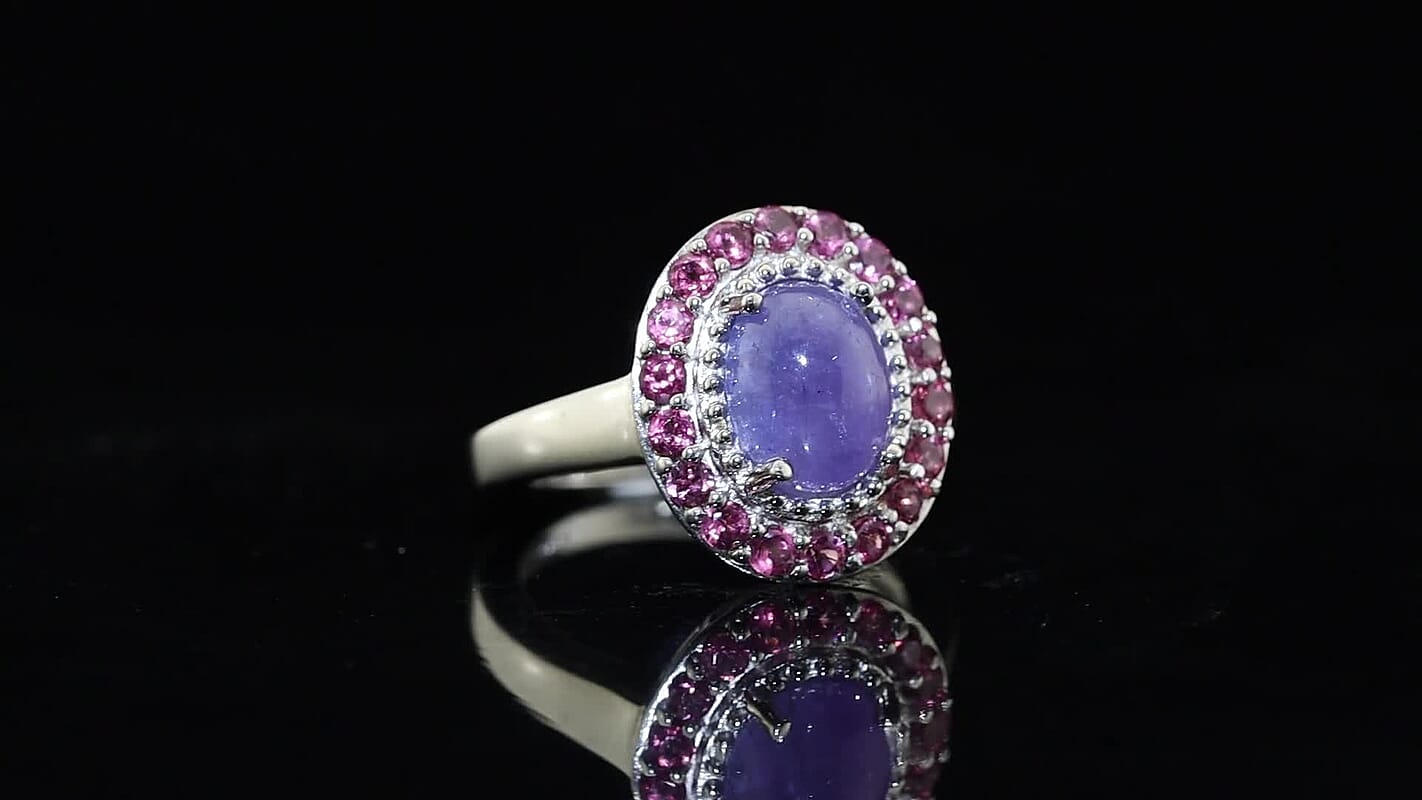 EverTrue Tanzanite and Orissa Rhodolite Garnet 3.65 ctw Ring in Platinum Bond (Size 10.0)