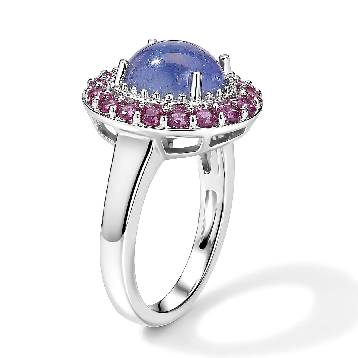 EverTrue Tanzanite and Orissa Rhodolite Garnet 3.65 ctw Ring in Platinum Bond (Size 5.0)