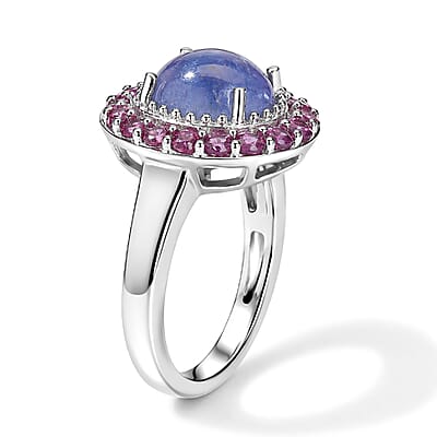EverTrue Tanzanite and Orissa Rhodolite Garnet 3.65 ctw Ring in Platinum Bond (Size 5.0)