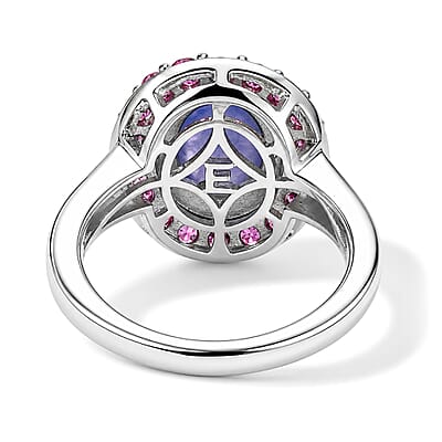 EverTrue Tanzanite and Orissa Rhodolite Garnet 3.65 ctw Ring in Platinum Bond (Size 5.0)