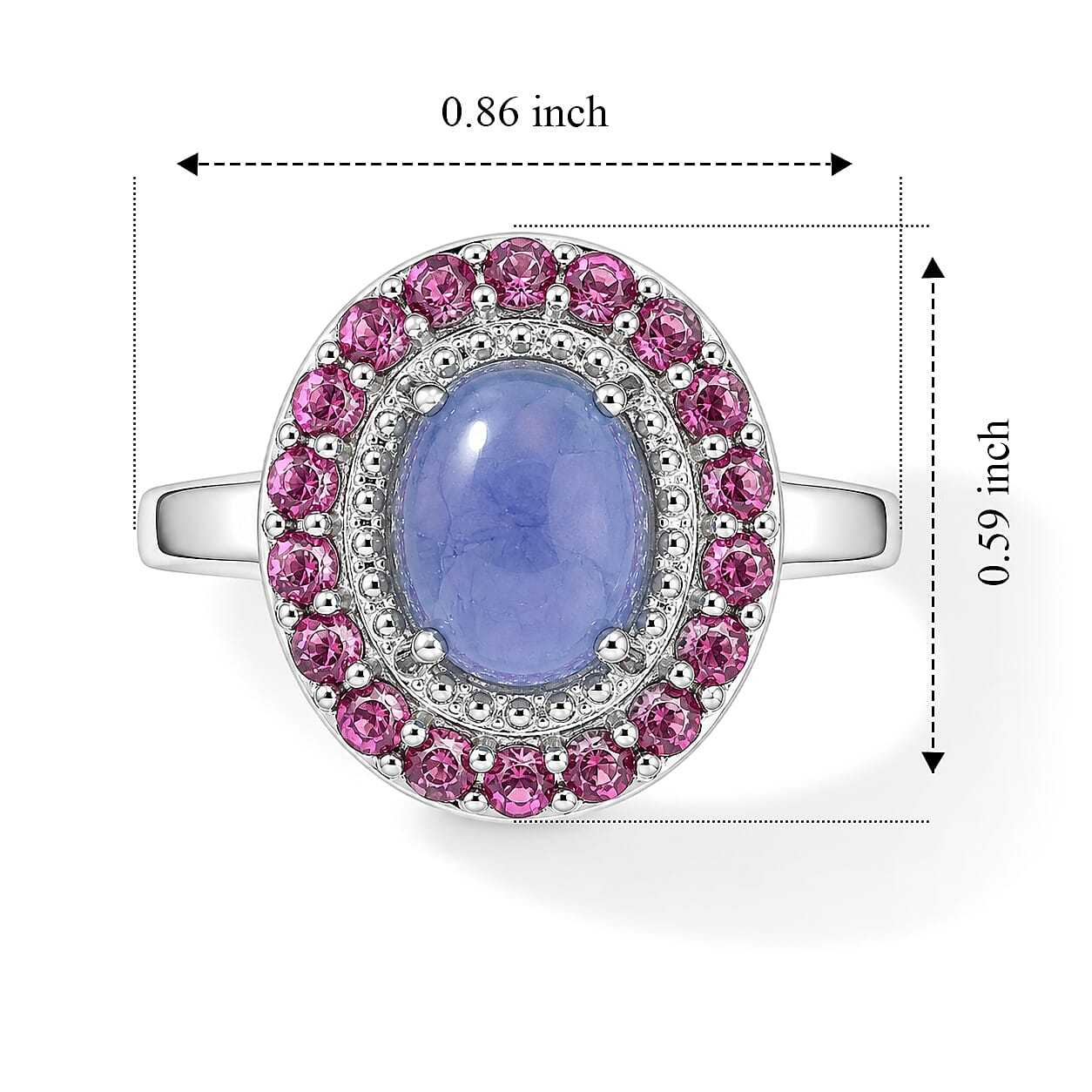 EverTrue Tanzanite and Orissa Rhodolite Garnet 3.65 ctw Ring in Platinum Bond (Size 5.0)