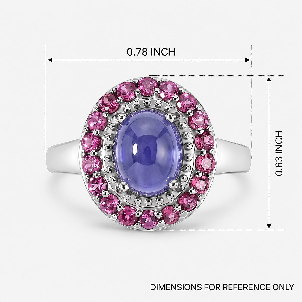 EverTrue Tanzanite and Orissa Rhodolite Garnet 3.65 ctw Ring in Platinum Bond (Size 5.0)