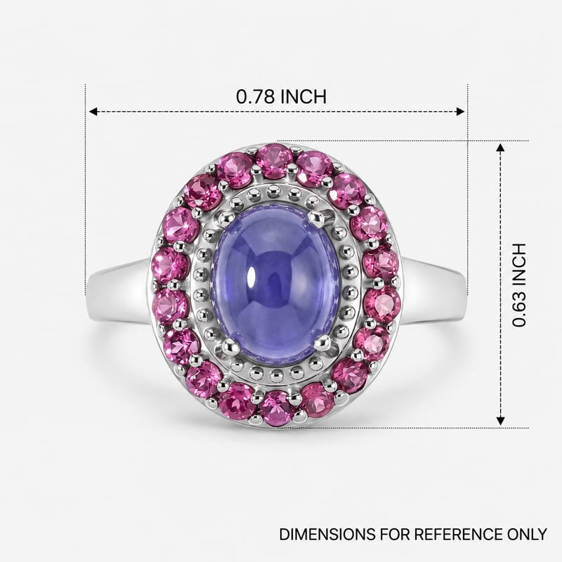EverTrue Tanzanite and Orissa Rhodolite Garnet 3.65 ctw Ring in Platinum Bond (Size 5.0)