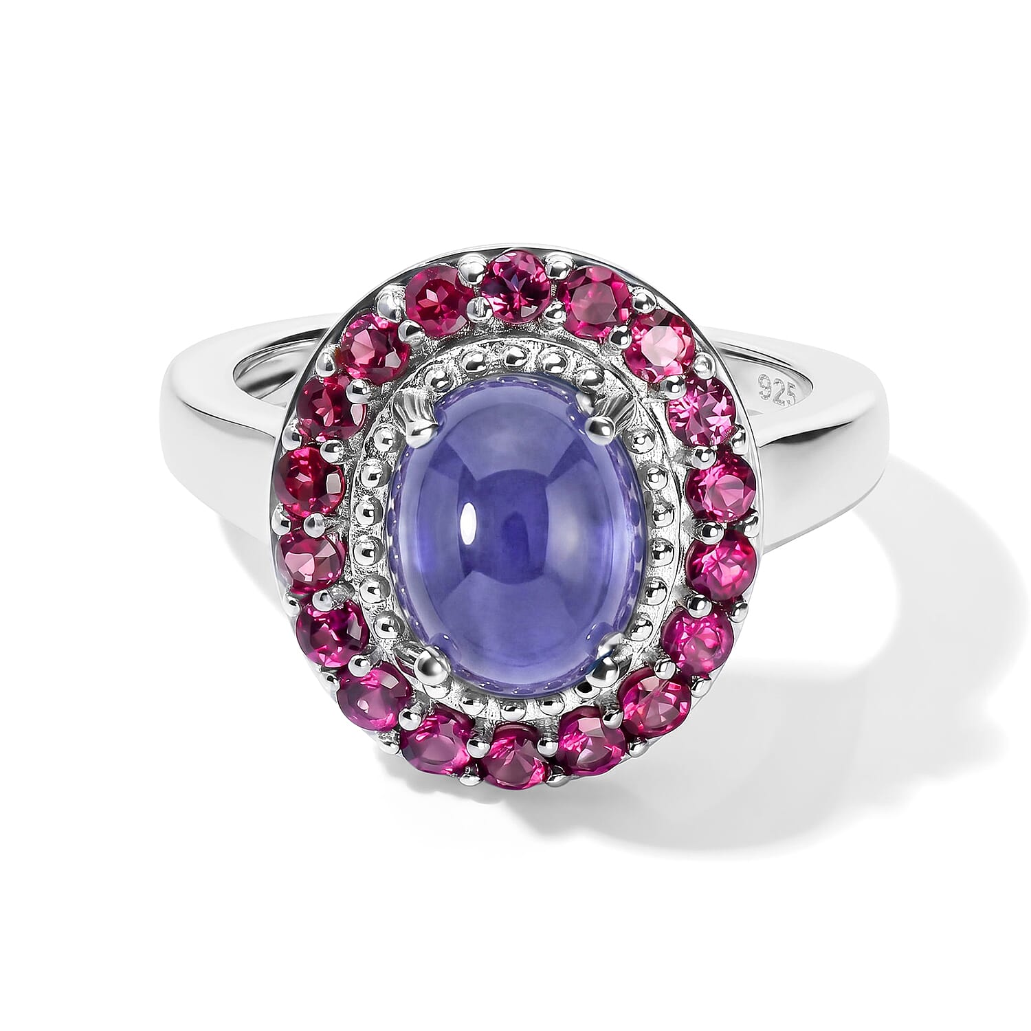 EverTrue Tanzanite and Orissa Rhodolite Garnet 3.65 ctw Ring in Platinum Bond (Size 10.0)
