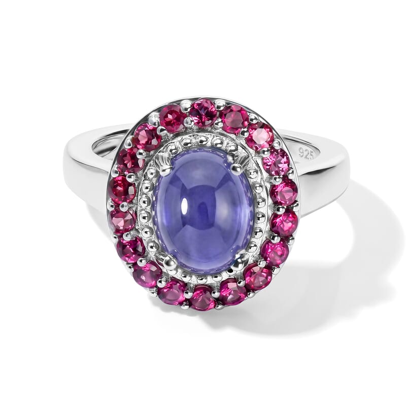 EverTrue Tanzanite and Orissa Rhodolite Garnet 3.65 ctw Ring in Platinum Bond (Size 6.0)