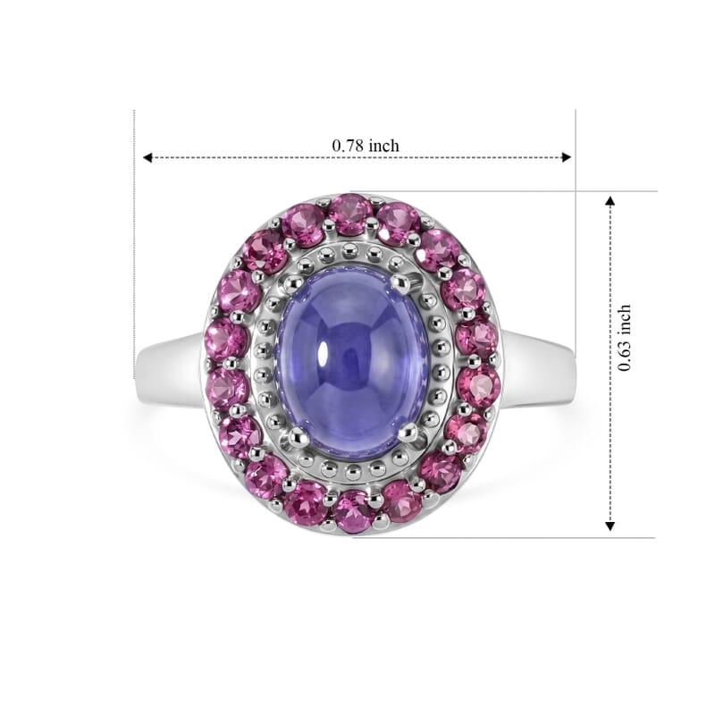 EverTrue Tanzanite and Orissa Rhodolite Garnet 3.65 ctw Ring in Platinum Bond (Size 6.0)