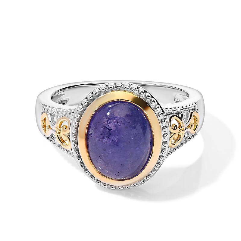 EverTrue Tanzanite 3.75 ctw Solitaire Ring in 18K YG Plated and Platinum Bond (Size 5.0)