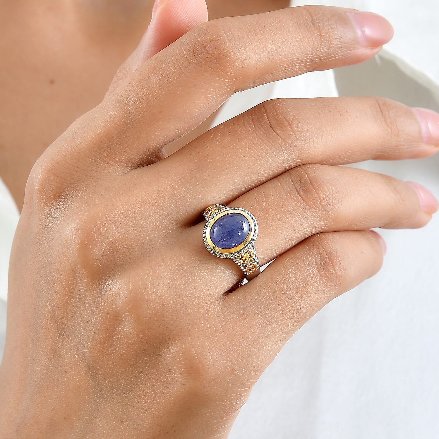 EverTrue Tanzanite 3.75 ctw Solitaire Ring in 18K YG Plated and Platinum Bond (Size 5.0)