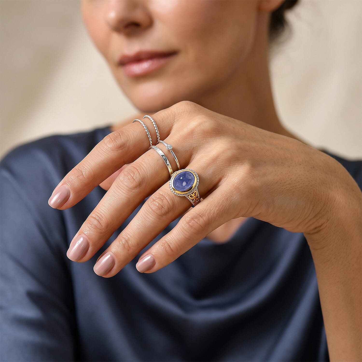 EverTrue Tanzanite 3.75 ctw Solitaire Ring in 18K YG Plated and Platinum Bond (Size 5.0)