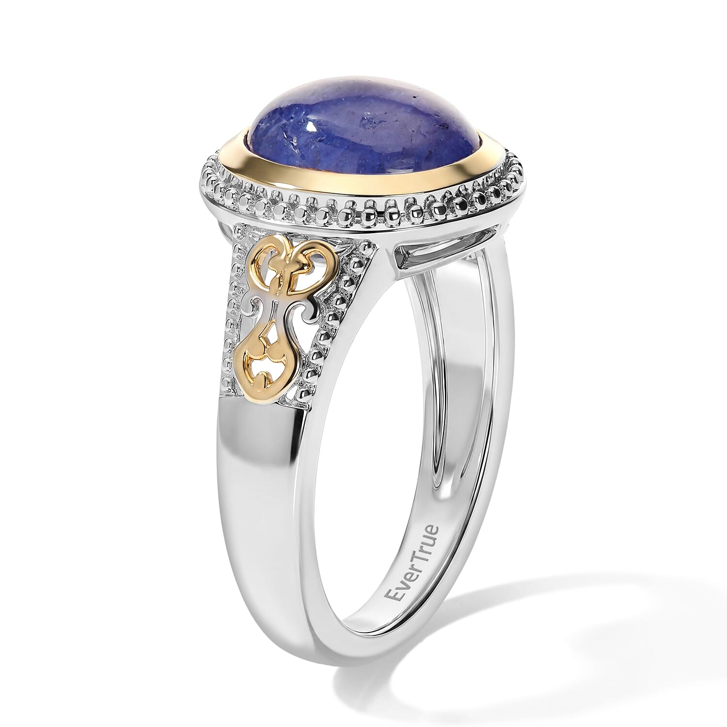 EverTrue Tanzanite 3.75 ctw Solitaire Ring in 18K YG Plated and Platinum Bond (Size 5.0)