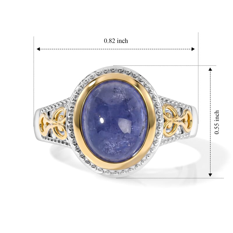 EverTrue Tanzanite 3.75 ctw Solitaire Ring in 18K YG Plated and Platinum Bond (Size 5.0)