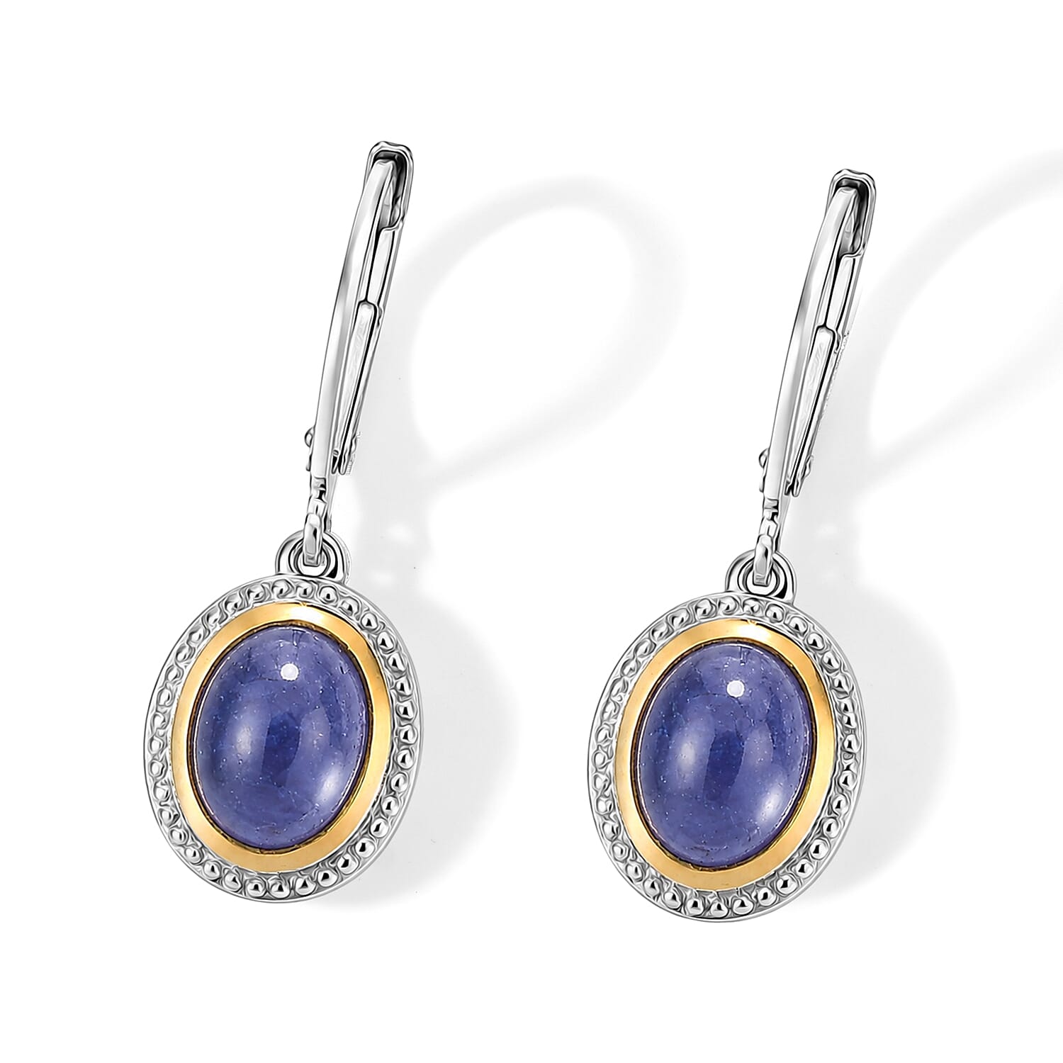 EverTrue Tanzanite 4.20 ctw Solitaire Earrings in 18K YG Plated and Platinum Bond