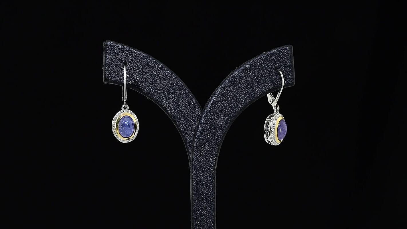 EverTrue Tanzanite 4.20 ctw Solitaire Earrings in 18K YG Plated and Platinum Bond