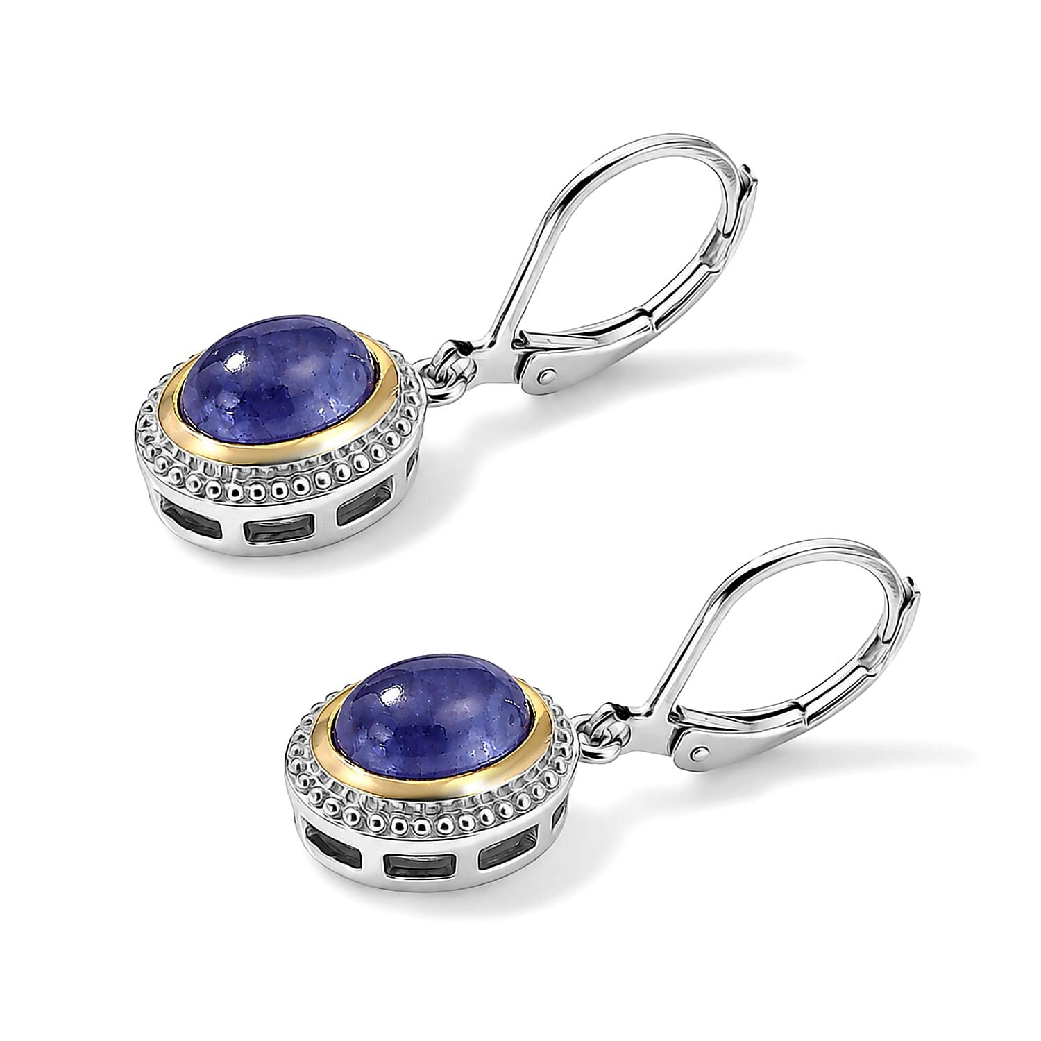 EverTrue Tanzanite 4.20 ctw Solitaire Earrings in 18K YG Plated and Platinum Bond
