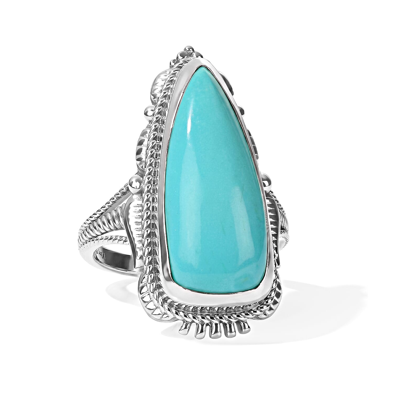 D''Joy Artisan Crafted Premium Tahoe Nevada Turquoise 9.30 ctw Solitaire Ring in Sterling Silver (Size 7.0)