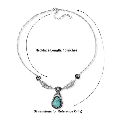 D'Joy Artisan Crafted Premium Tahoe Nevada Turquoise and White Buffalo 19.10 ctw Necklace (18 Inches) in Sterling Silver