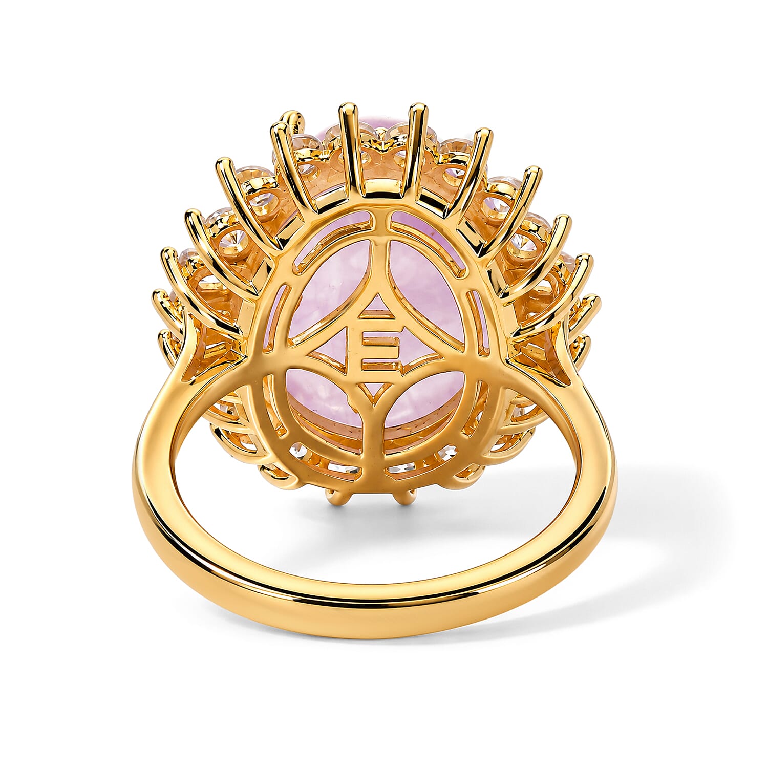EverTrue Kunzite and White Zircon 12.75 ctw Blush Radiance Ring in 18K YG Plated (Size 5.0)