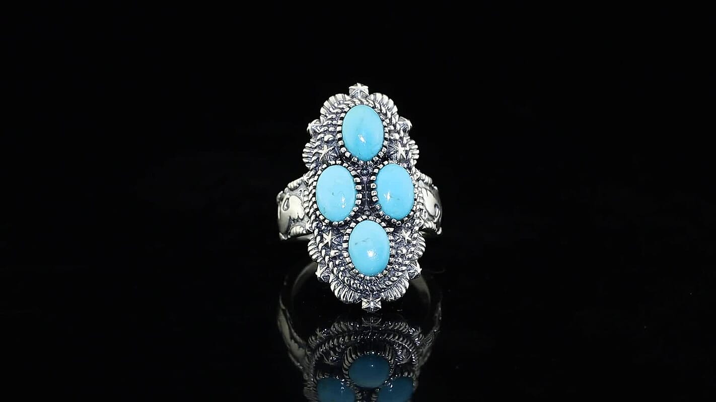 D''Joy Artisan Crafted Premium Tahoe Nevada Turquoise 3.30 ctw Cluster Ring in Sterling Silver (Size 7.0)