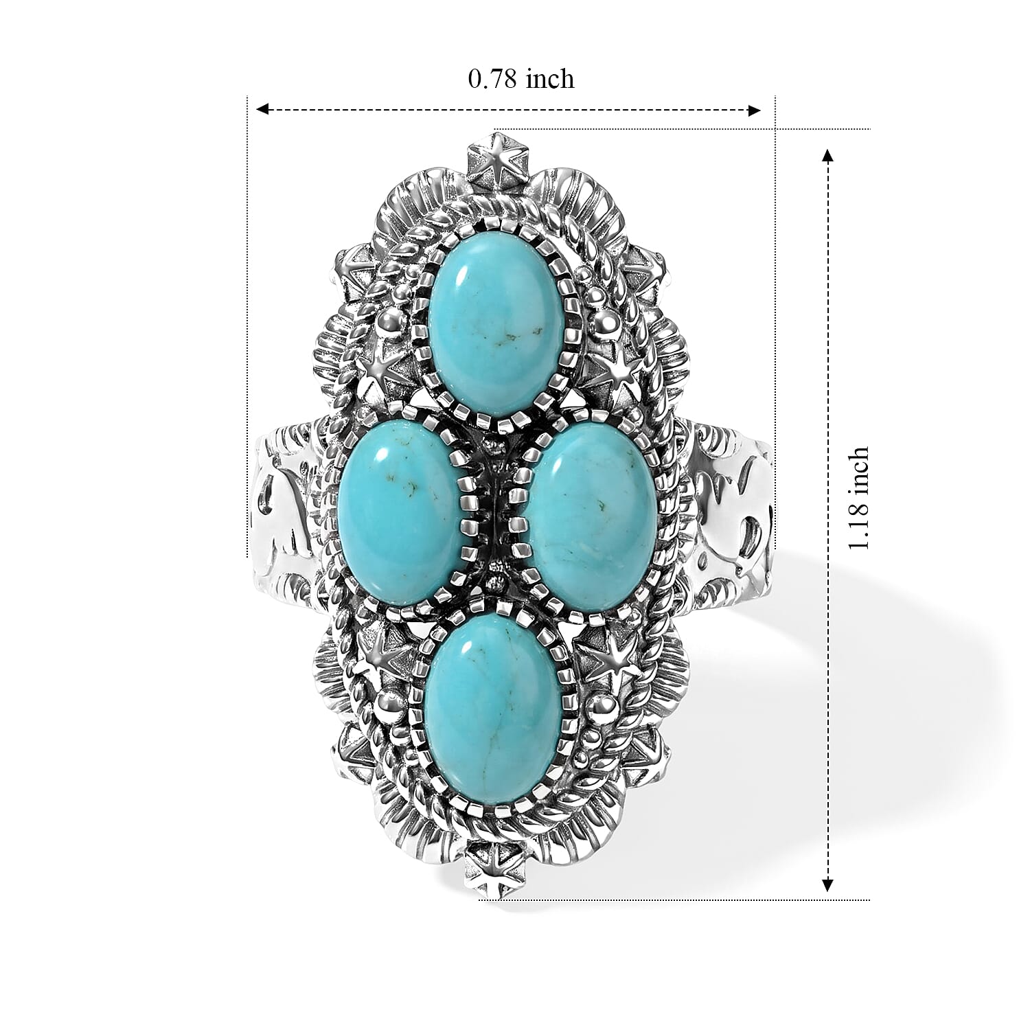 D'Joy Artisan Crafted Premium Tahoe Nevada Turquoise 3.15 ctw Desert Constellation Ring in Sterling Silver (Size 7.0)