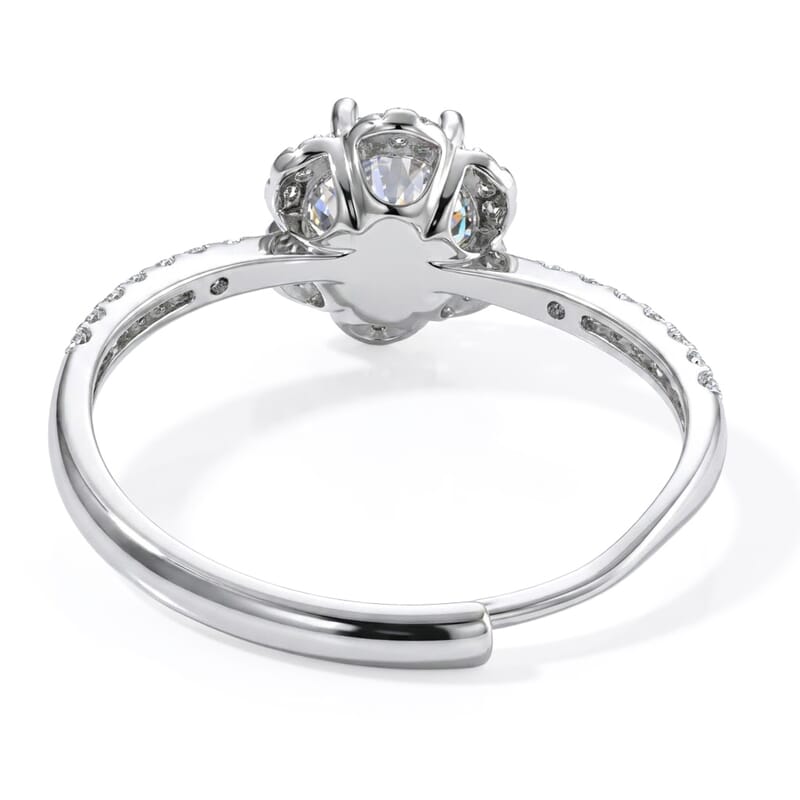 Moissanite and Simulated Diamond 2.00 ctw Ring in Silvertone (Adjustable)