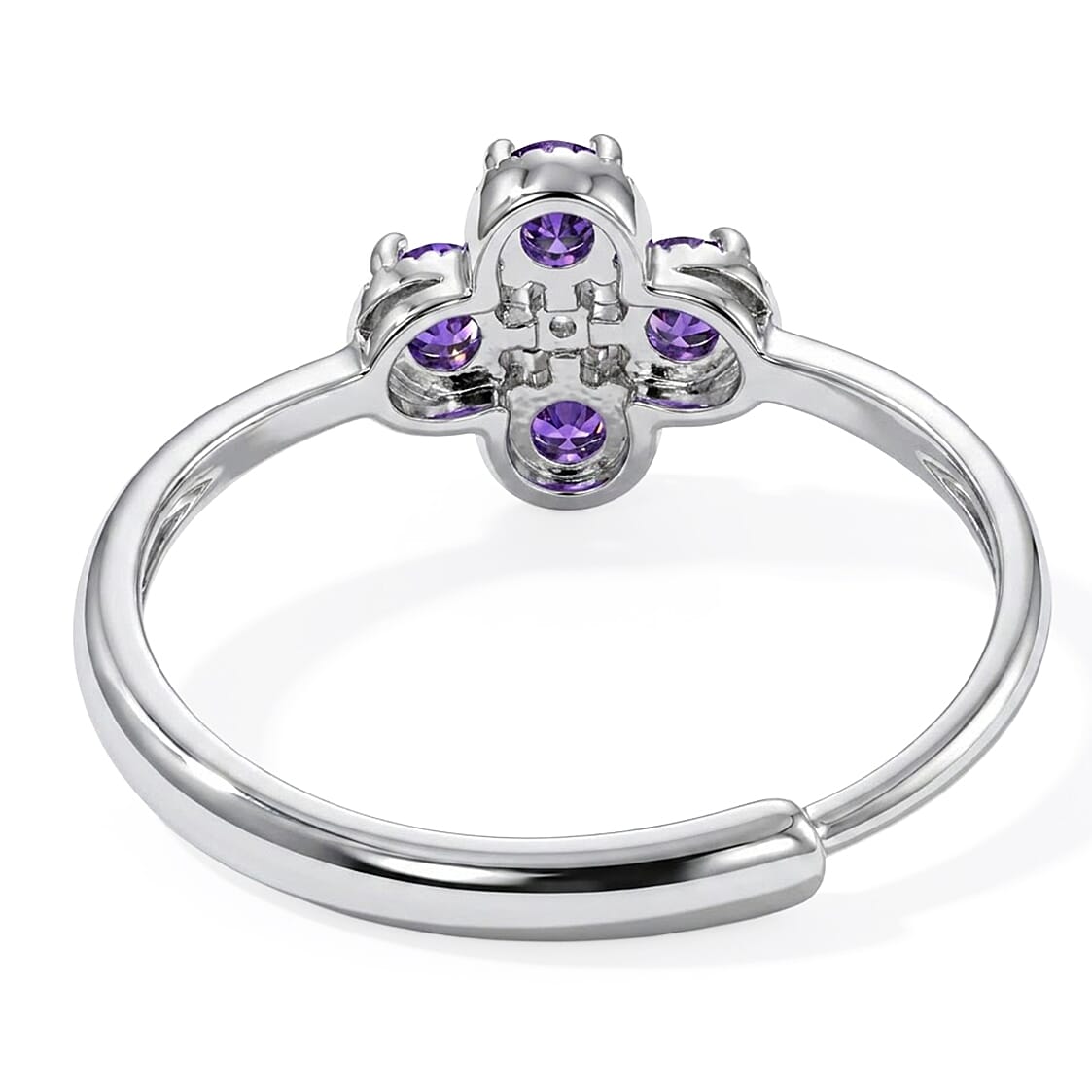 African Amethyst and Simulated Diamond 2.00 ctw Ring in Silvertone (Adjustable)