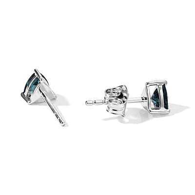 Luxoro AAA Monte Belo Indicolite 0.80 ctw Solitaire Stud Push Post Earrings in 10K White Gold
