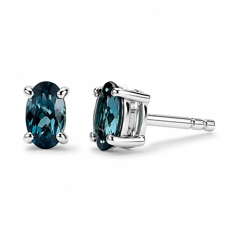 AAA Monte Belo Indicolite 0.50 ctw Solitaire Stud Push Post Earrings in 10K White Gold