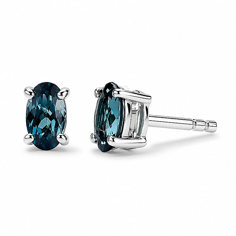 AAA Monte Belo Indicolite 0.50 ctw Solitaire Stud Push Post Earrings in 10K White Gold