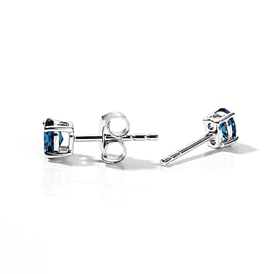 AAA Monte Belo Indicolite 0.50 ctw Solitaire Stud Push Post Earrings in 10K White Gold