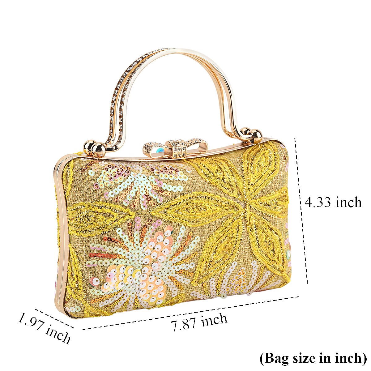 La Marey Yellow Faux Leather Sequin Phone Bag with Shoulder Strap