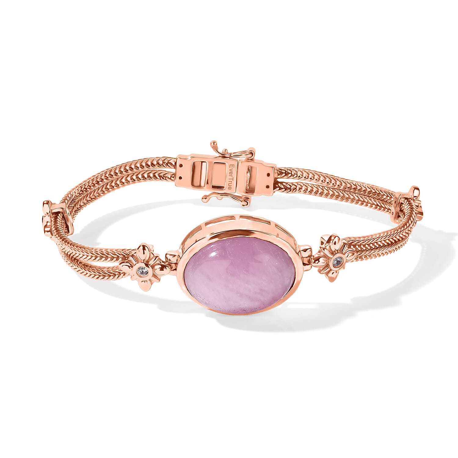 EverTrue Kunzite, White Zircon Fancy Bracelet in 18K RG Plated (7.25 In) 23.60 ctw