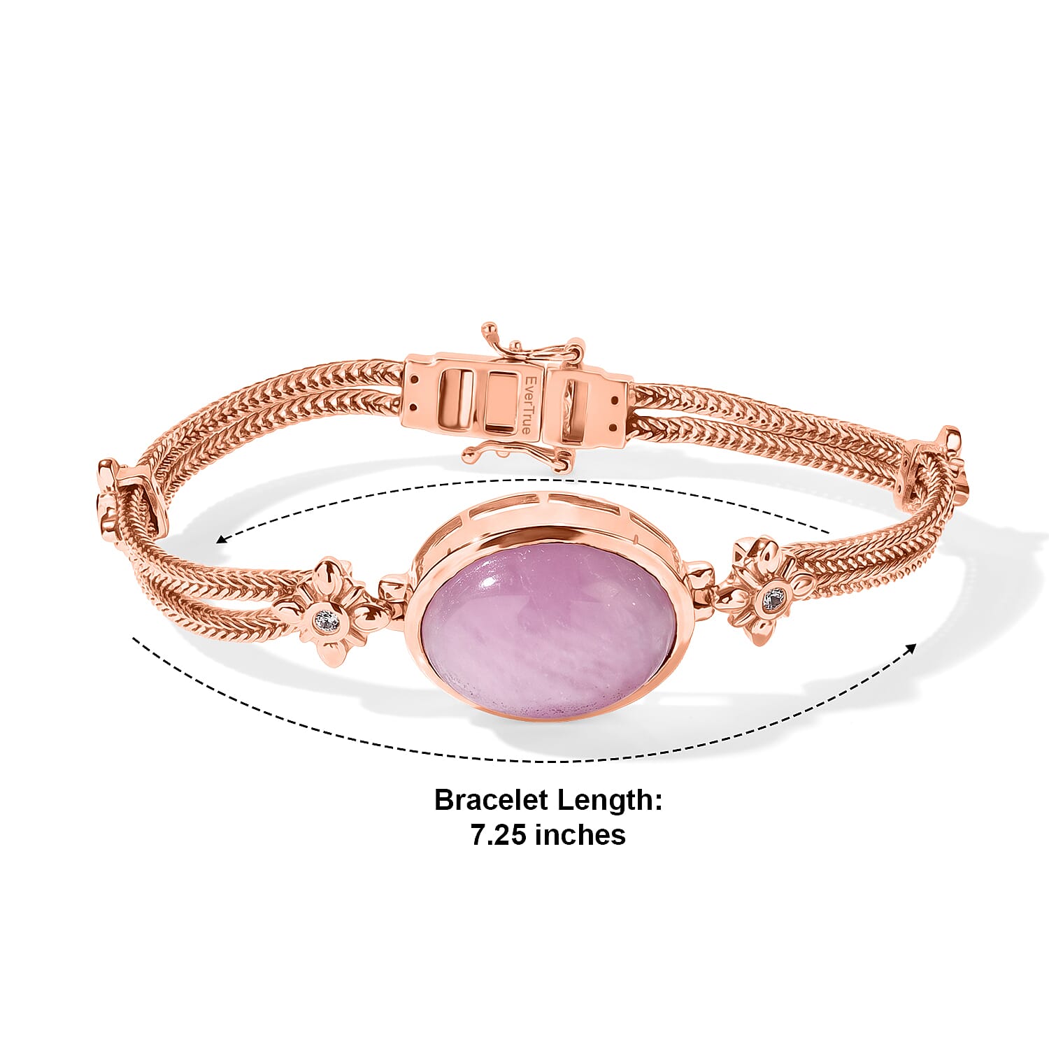 EverTrue Kunzite and White Zircon 23.60 ctw Imperial Grandeur Bracelet in 18K RG Plated (7.25 In)