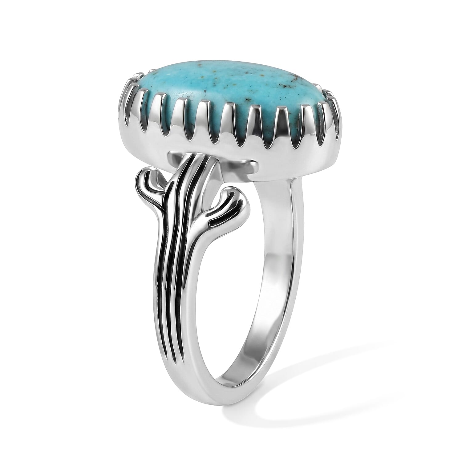 D'Joy Artisan Crafted Premium Tahoe Nevada Turquoise 4.70 ctw Desert Guardian Ring in Sterling Silver (Size 6.0)