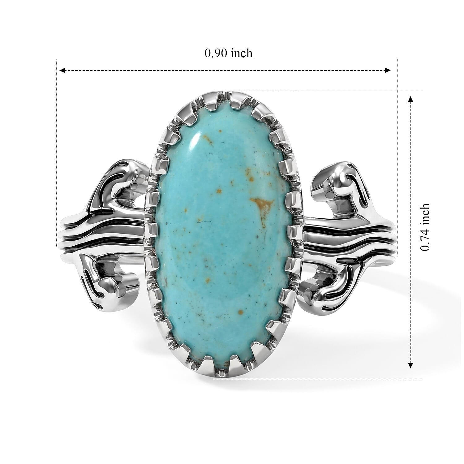 D'Joy Artisan Crafted Premium Tahoe Nevada Turquoise 4.70 ctw Desert Guardian Ring in Sterling Silver (Size 6.0)
