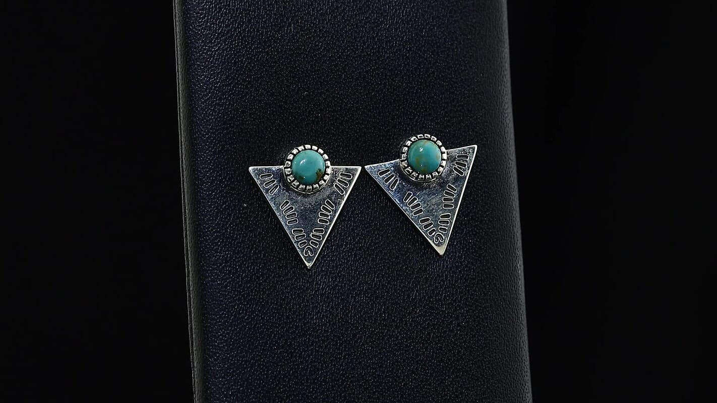 D''Joy Artisan Crafted Premium Tahoe Nevada Turquoise 0.60 ctw Earrings in Sterling Silver