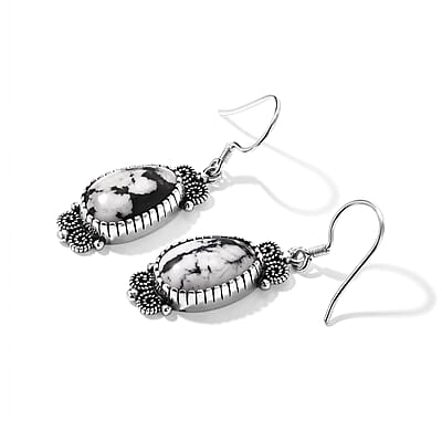 D'Joy Artisan Crafted Premium White Buffalo 17.00 ctw Earrings in Sterling Silver