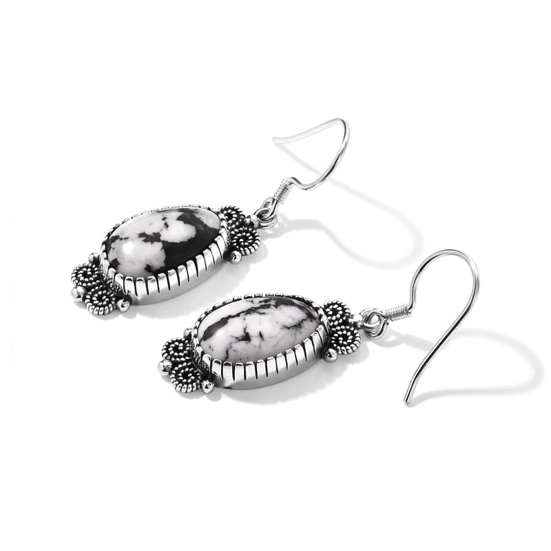 D'Joy Artisan Crafted Premium White Buffalo 15.00 ctw Canyon Spirit Earrings in Sterling Silver