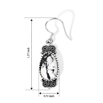 D'Joy Artisan Crafted Premium White Buffalo 17.00 ctw Earrings in Sterling Silver