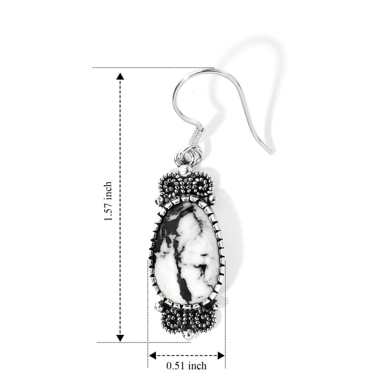 D'Joy Artisan Crafted Premium White Buffalo 15.00 ctw Canyon Spirit Earrings in Sterling Silver