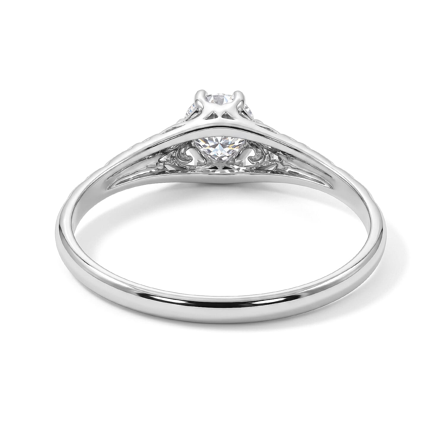 Simulated Diamond Solitaire Ring in Sterling Silver (Size 9.0)